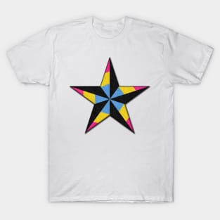 Pansexual Pride Flag Colored Nautical Star T-Shirt